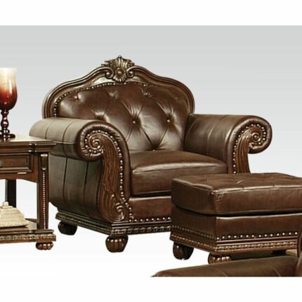 Espresso Top Grain Leather Match Chair