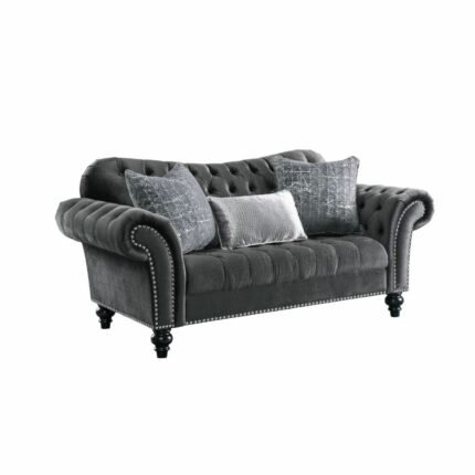 Dark Gray Velvet Loveseat