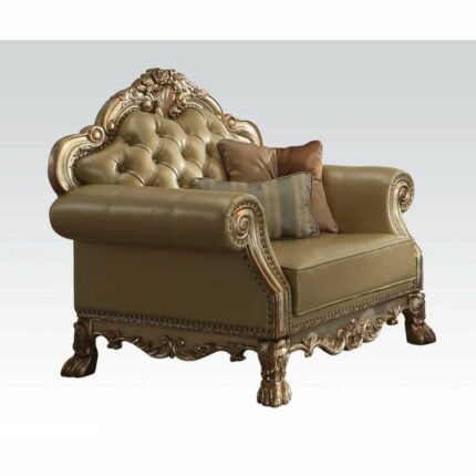 Bone PU & Gold Patina Chair