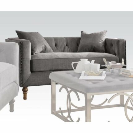 Gray Velvet Loveseat
