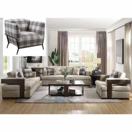 Fabric & Walnut Sofa