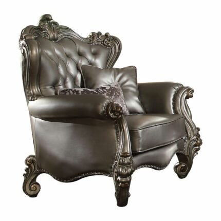 Silver PU & Antique Platinum Chair