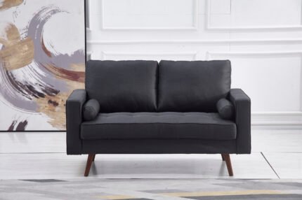 DARK GRAY Linen Stationary Loveseat