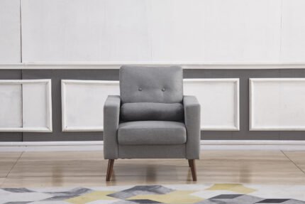 LIGHT GRAY Linen Stationary Tufted Chair
