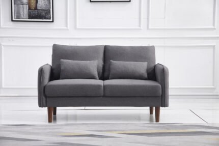 DARK GRAY Linen Stationary Basic Loveseat