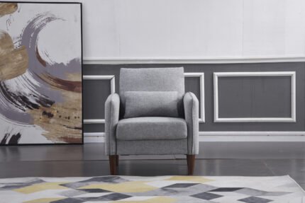 LIGHT GRAY Linen Stationary Basic Chair