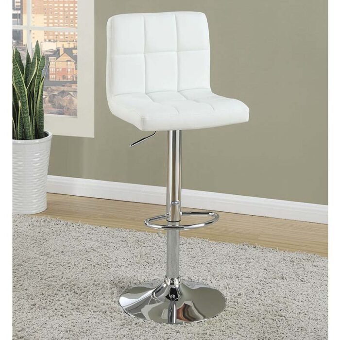 White Faux Leather Seat Bar Stool