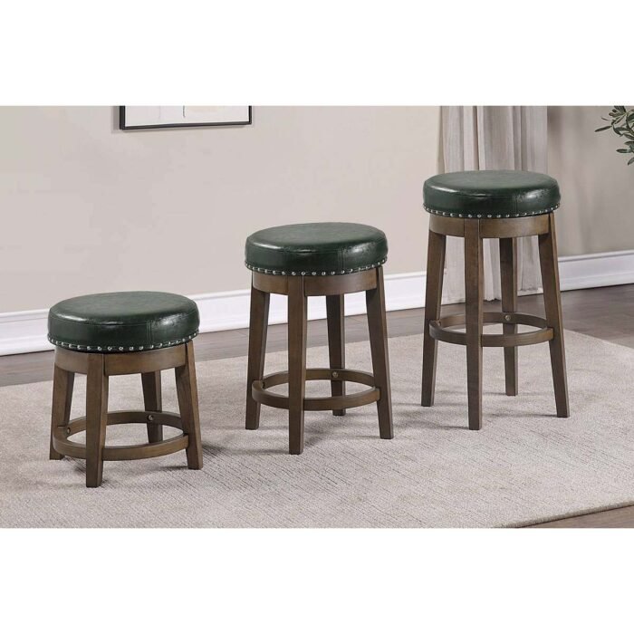 Olive Green Swivel Stool Set