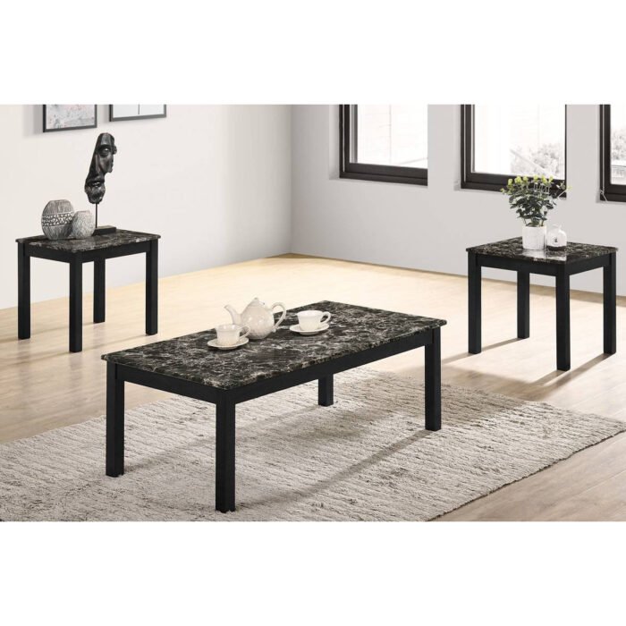 3 Pcs Marble Top Coffee Table Set