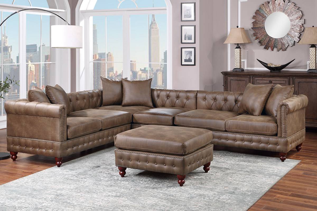 chf-01487 4 Pcs Dark Coffee Sectional