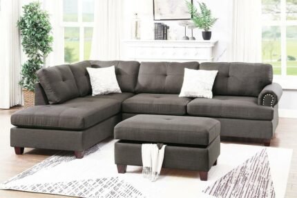 3 Pcs Ash Black Sectional Sofa