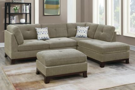 3 Pcs Camel Sectional w/Ottoman