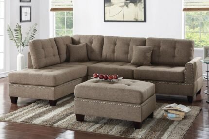 3 Pcs Coffee Sectional Sofa