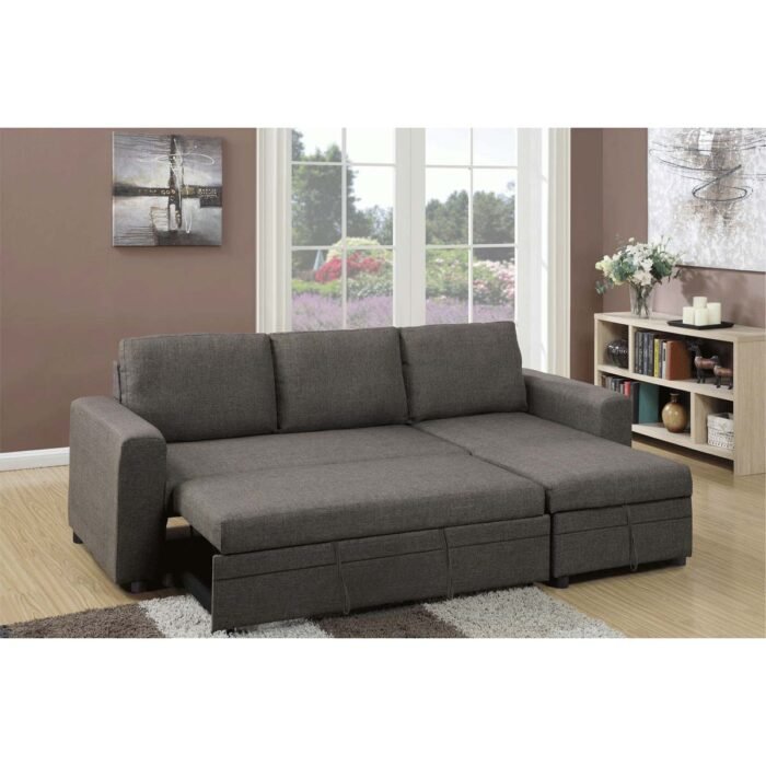 2 Pc Ash Black Convertible Sectional