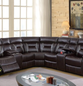 3 Pcs Dark Brown Reclining Manual Sectional
