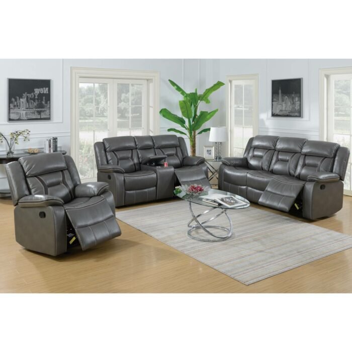 3 Pcs Grey Manual/Power Sofa Set