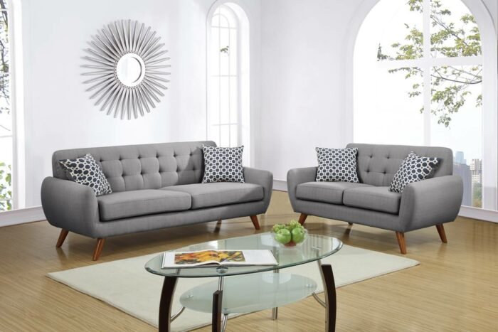 2 Pc Grey Sofa Set