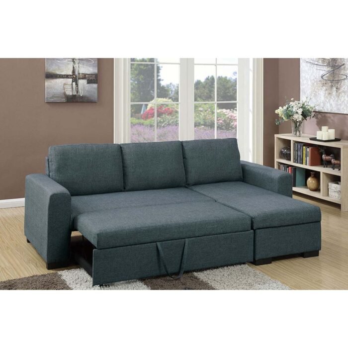 2 Pc Blue Grey Convertible Sectional