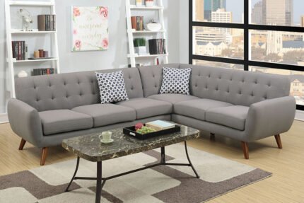2 Pc Grey Sectional Sofa