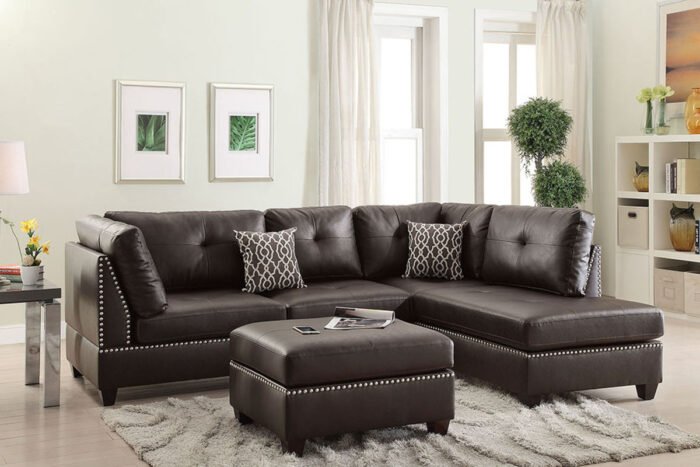 3 Pcs Espresso Sectional Sofa