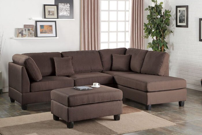 3 Pcs Chocolate Sectional Sofa