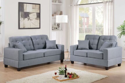 2 Pc Grey Sofa Set