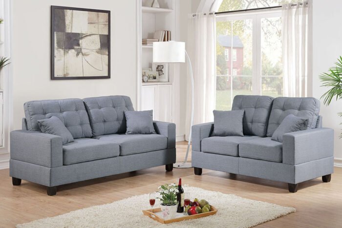 2 Pc Grey Sofa Set