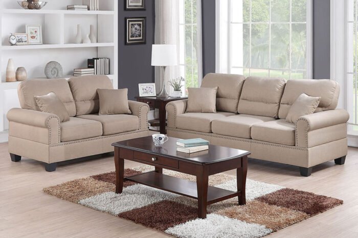 2 Pc Sand Linen Sofa Set