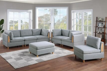 7 Pcs Wooden Deco Sectional Sofa
