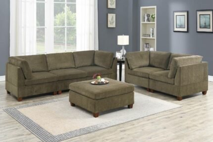 6 Pcs Tan Sectional Sofa