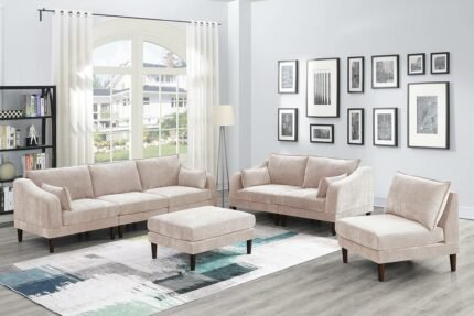 6 pcs blush sectional sofa