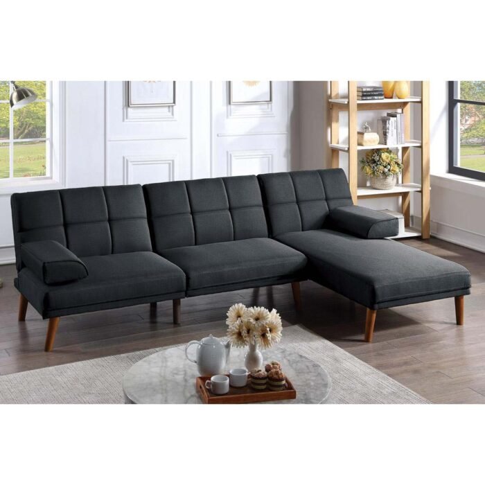 Black Modern Adjustable Sofa with Chaise