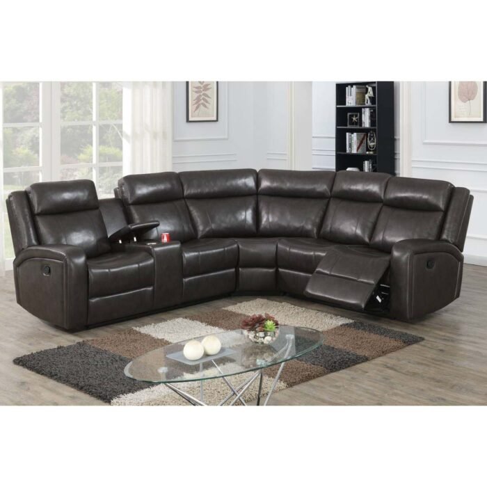 3 Pcs Dark Brown Power Reclining Sectional Sofa