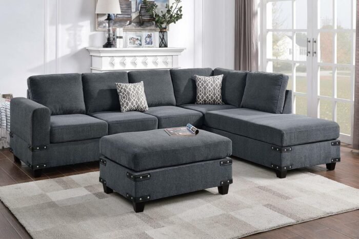 3 Pcs Charcoal Sectional Sofa