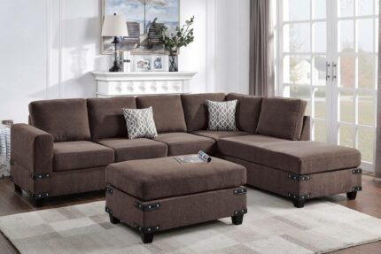 3 Pcs Chocolate Sectional Sofa