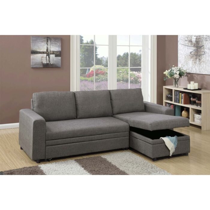 2 Pc Ash Black Convertible Sectional