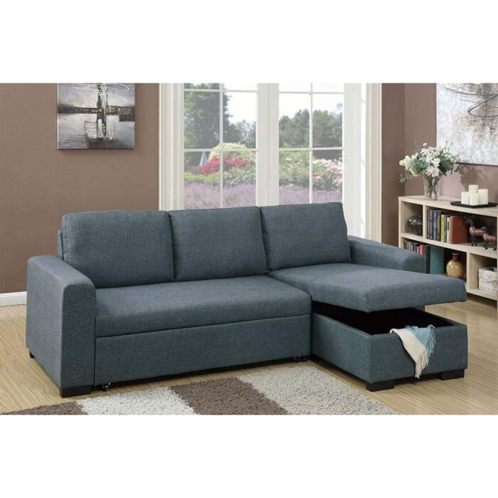 2 Pc Blue Grey Convertible Sectional