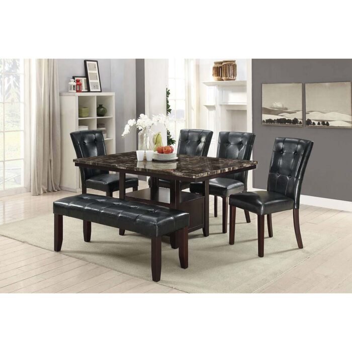 Black Leather Bench