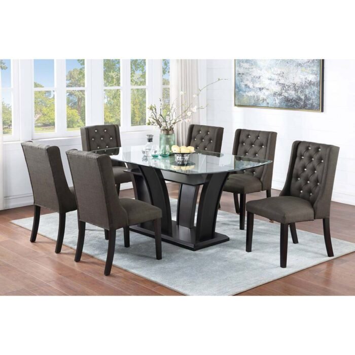 Black Clear Table Top Dining table Set