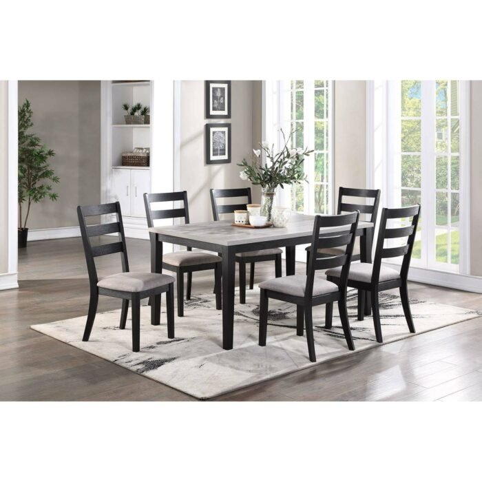 7 Pcs Wood Top Dining Set