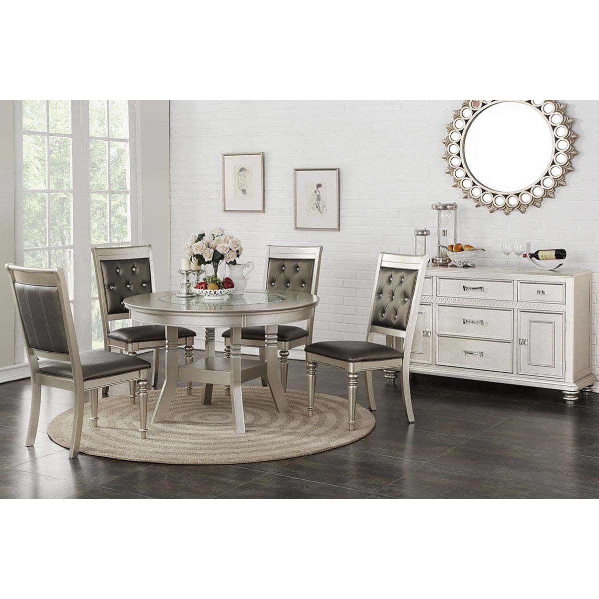 chf012428 Silver Round Dining Table
