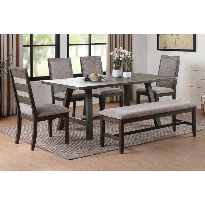 Grey Wooden Dining Table Set