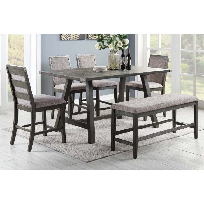 Grey Wooden Counter Height Table Set