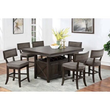 Counter Height Table With Storage Set.