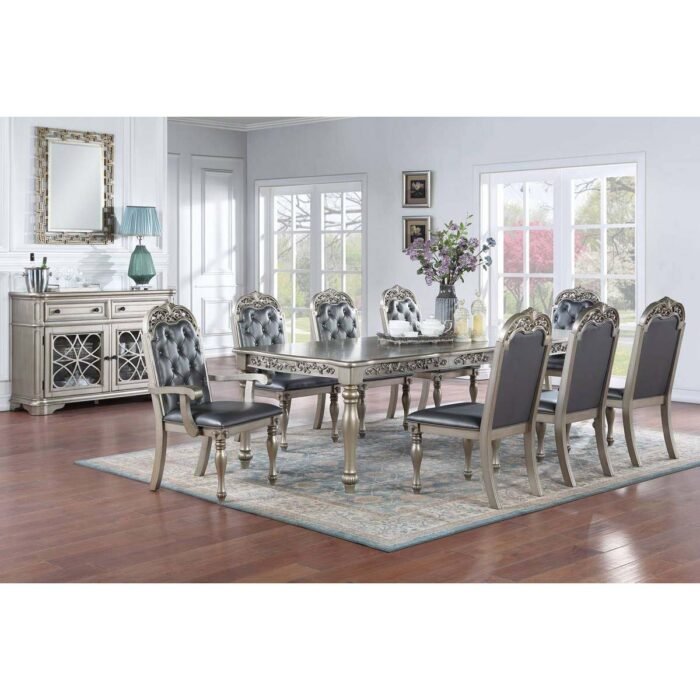 Silver Extravagant Formal Dining Table