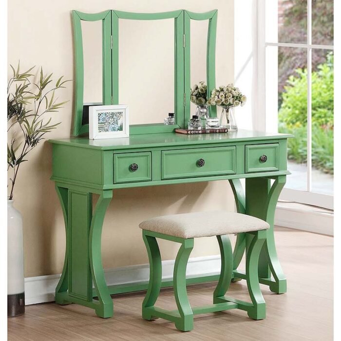 Apple Green Vanity Set W/ Stool