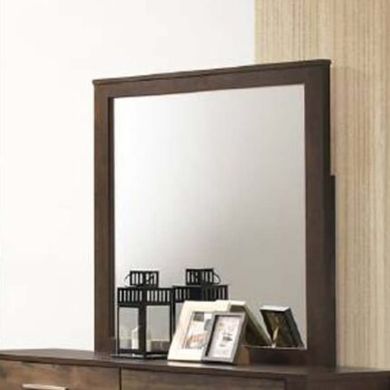 Two-tone brown finish wood Mirror
