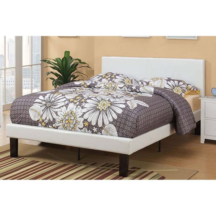 Modern White Leather Full Bed Set
