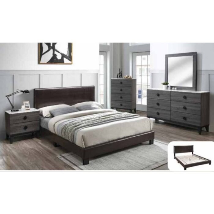 5 Pc Brown Queen Bed Set