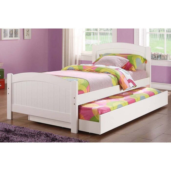 White Twin Size Bed with Trundle Set